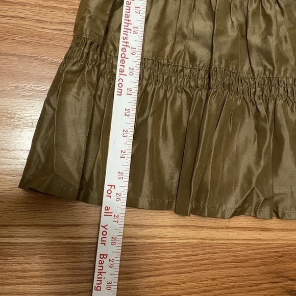 Banana Republic 100% Silk Midi Skirt Womens 4 gathered ruffles Champaign beige - Picture 10 of 12